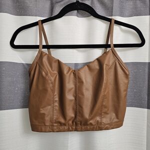 Aerie Offline REAL LUXE recharge Faux Leather Crop Top